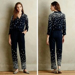 Anthropologie | Lilka Lakeshore Navy Floral Jumpsuit, Size M